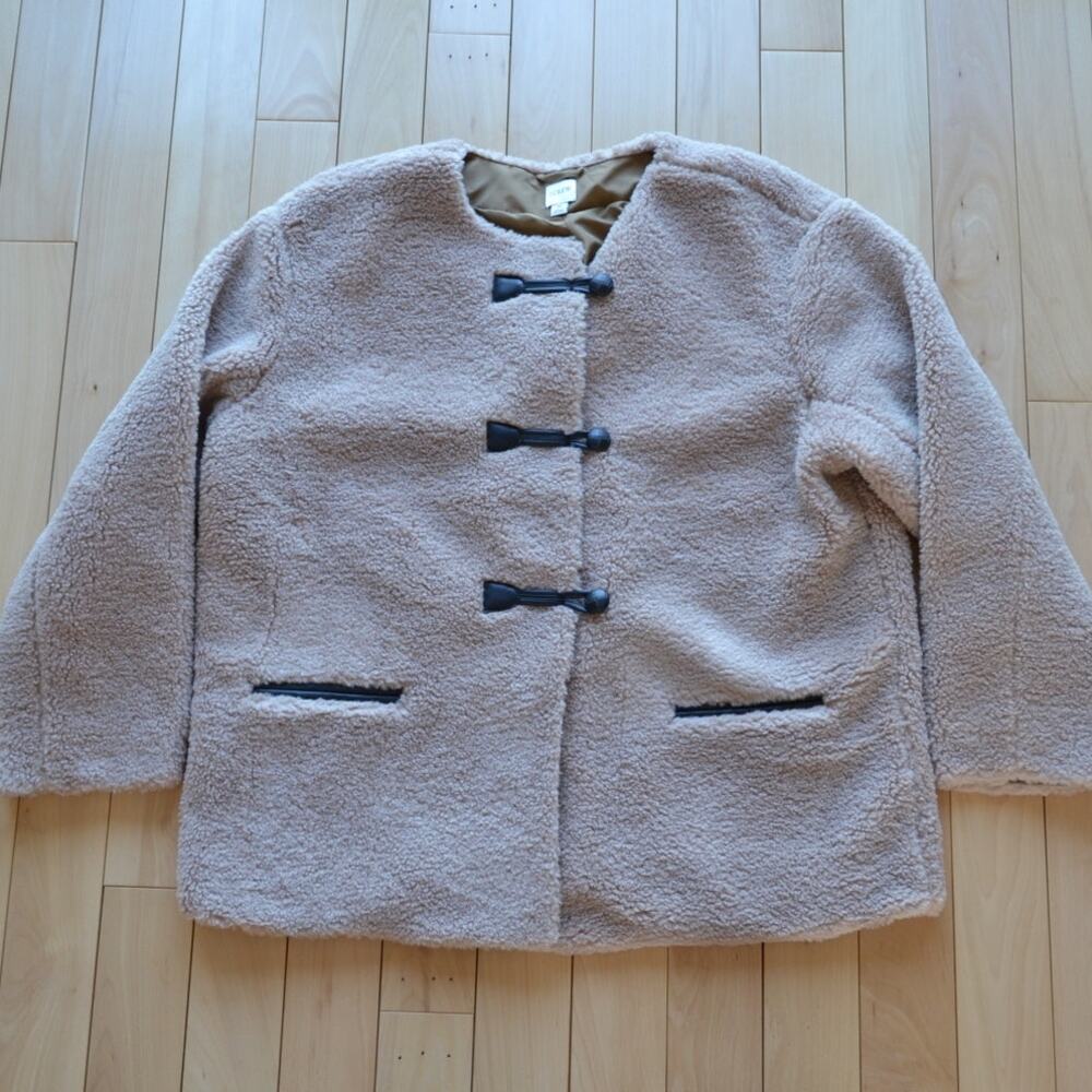 J. Crew Tan Fleece Toggle Coat